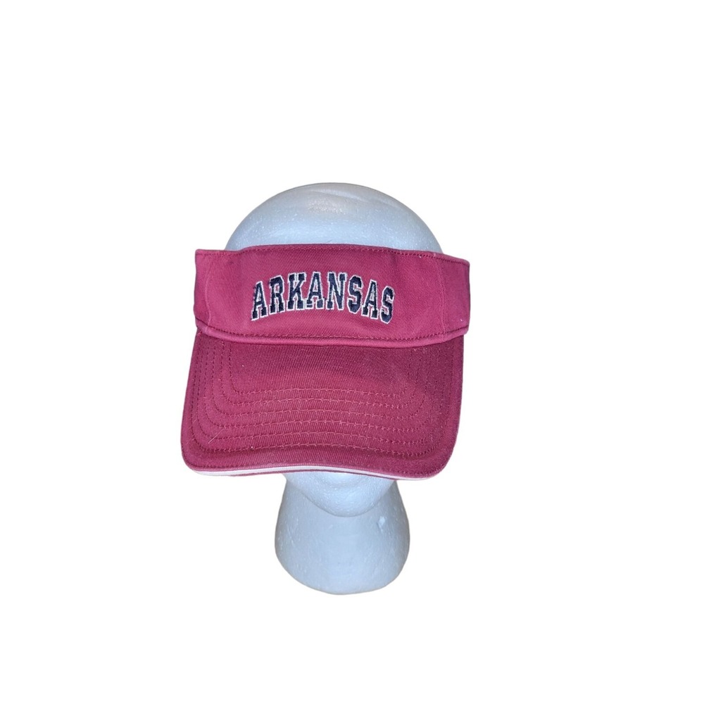 Arkansas Razorbacks Sun Visor Hat Cap Cardinal Red White Sandwich Brim OSFA